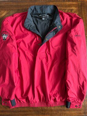 MEN'S SZ L FOOTJOY DRYJOYS LONG SLEEVE MOCK NECK 1/4 ZIP/BUTTON PULLOVER JACKET